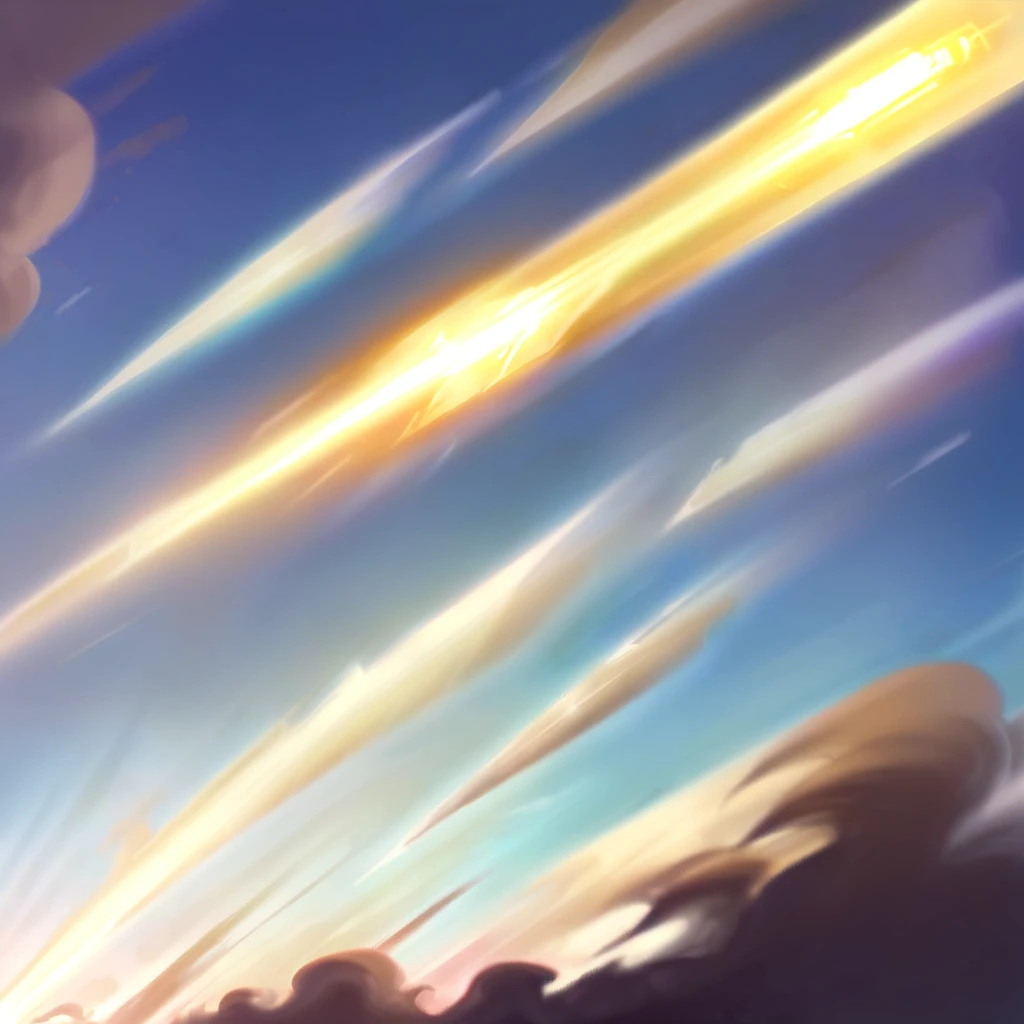I want an icon of a sky covered by very clear clouds, and from one of them comes a ray of light, looking like an olofote in a character