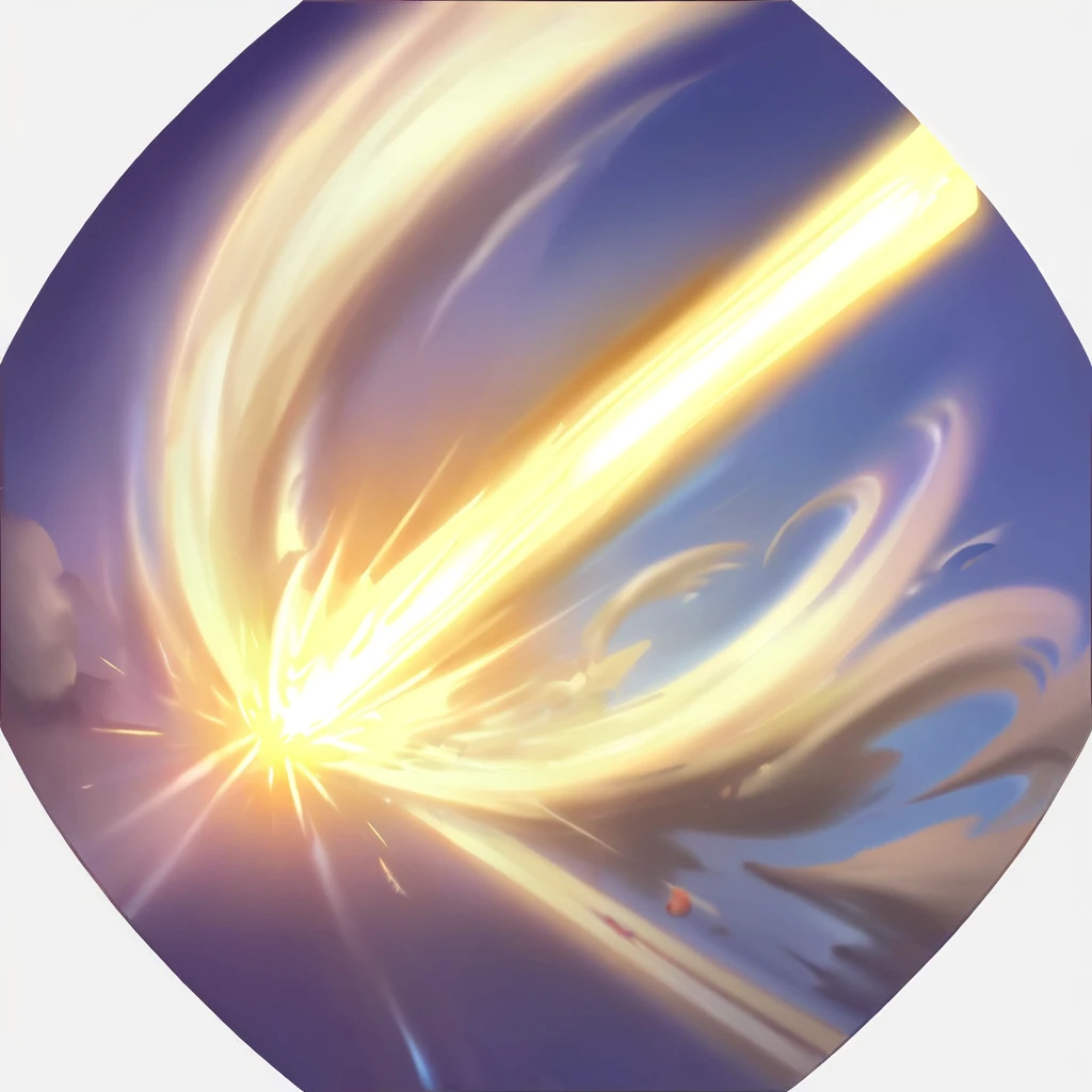 I want an icon of a sky covered by very light clouds, and from one of them comes a ray of light, looking like a spotlight on a character
