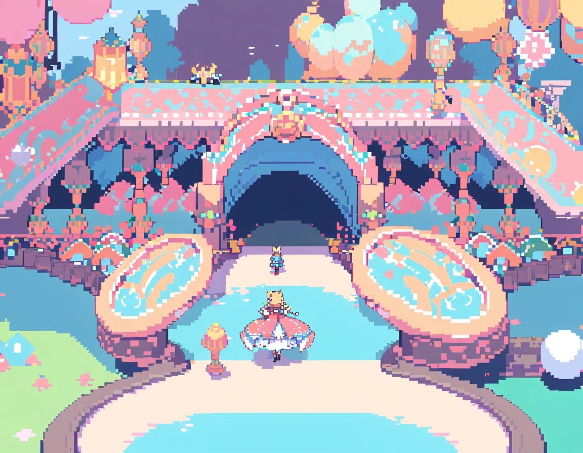 Pixel Art,Pixelated,8 bit,Retro game,Vibrant colors,Retro Style,Pixel animation,Low resolution,Alice's Adventures in Wonderland,Alice's Pixel Man