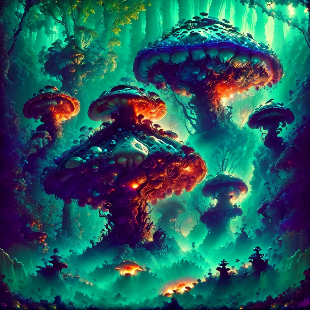 a giant mushroom king, detailed and intricate mushroom creature, magical forest, enchanted woodland, mysterious and whimsical, glowing bioluminescent mushrooms, ethereal lighting, dramatic chiaroscuro, fantasy art, highly detailed, digital art, cinematic composition, muted earthy color palette, dramatic lighting, fantastical nature, hyper-realistic, photorealistic, award winning digital art