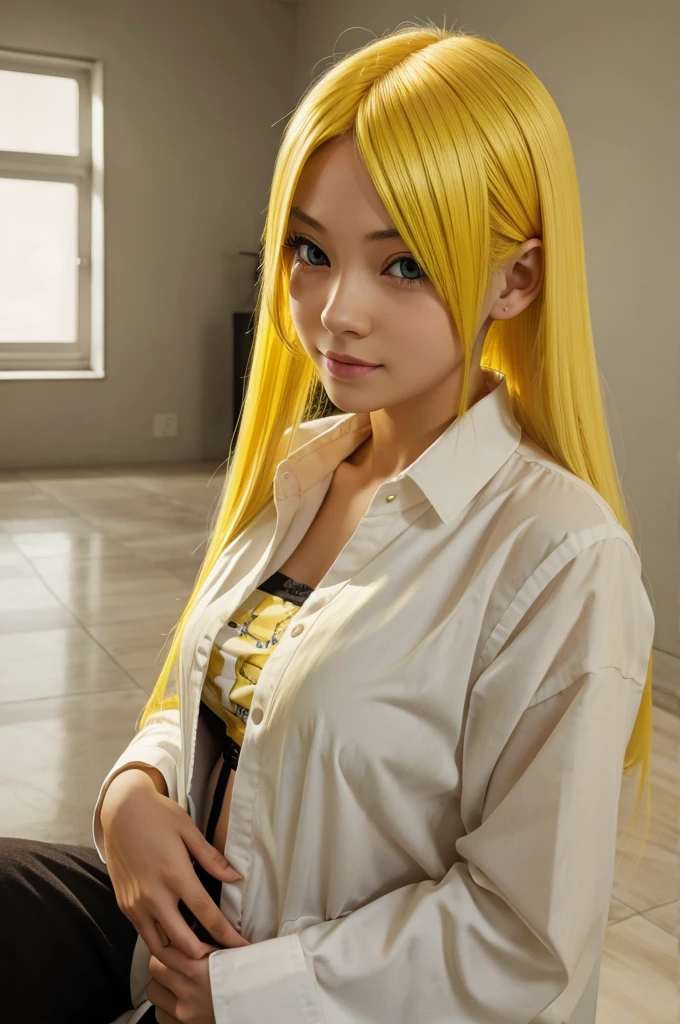 Anime girl with yellow hair 
