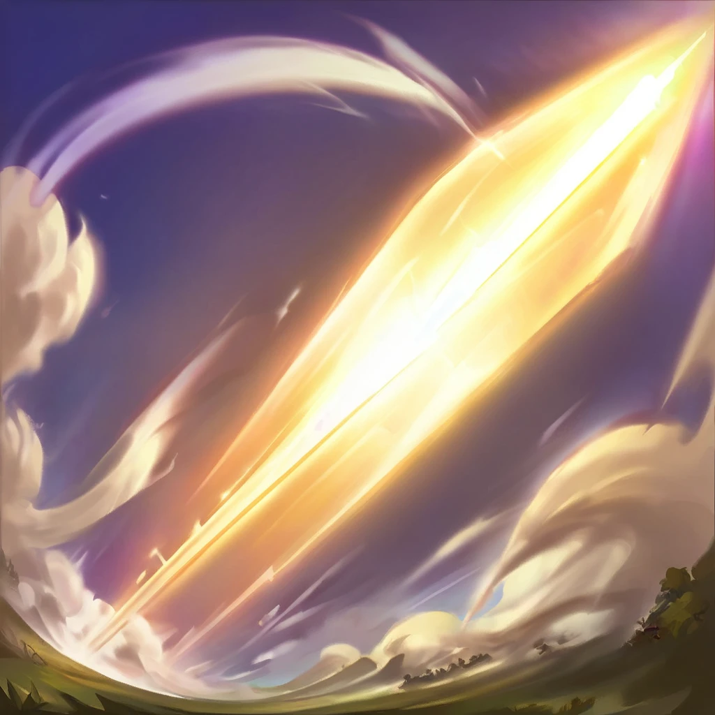 I want an icon of a sky covered by very clear clouds, from the clouds comes a beam of light illuminating a character who is on the ground