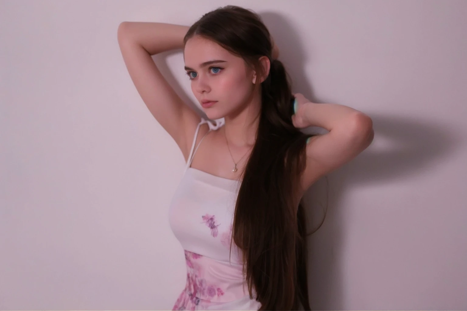best quality, face focus, soft light, ultra high res, (photorealistic:1.4), RAW photo,
1 russian girl, solo, cute, (pupil, lights in the eyes), detailed beautiful face, (small chest),(high resolution detail of human skin texture),
(long hair),
indoor,
Damask Shirt Dress,
(portrait), perfect body, blue eyes, beautiful hair, sexy body, sexy lips, big breasts, young 16 years, plump lips, masterpiece, slim body, deep shadows, light skin, romanticism, atmospheric, masterpiece