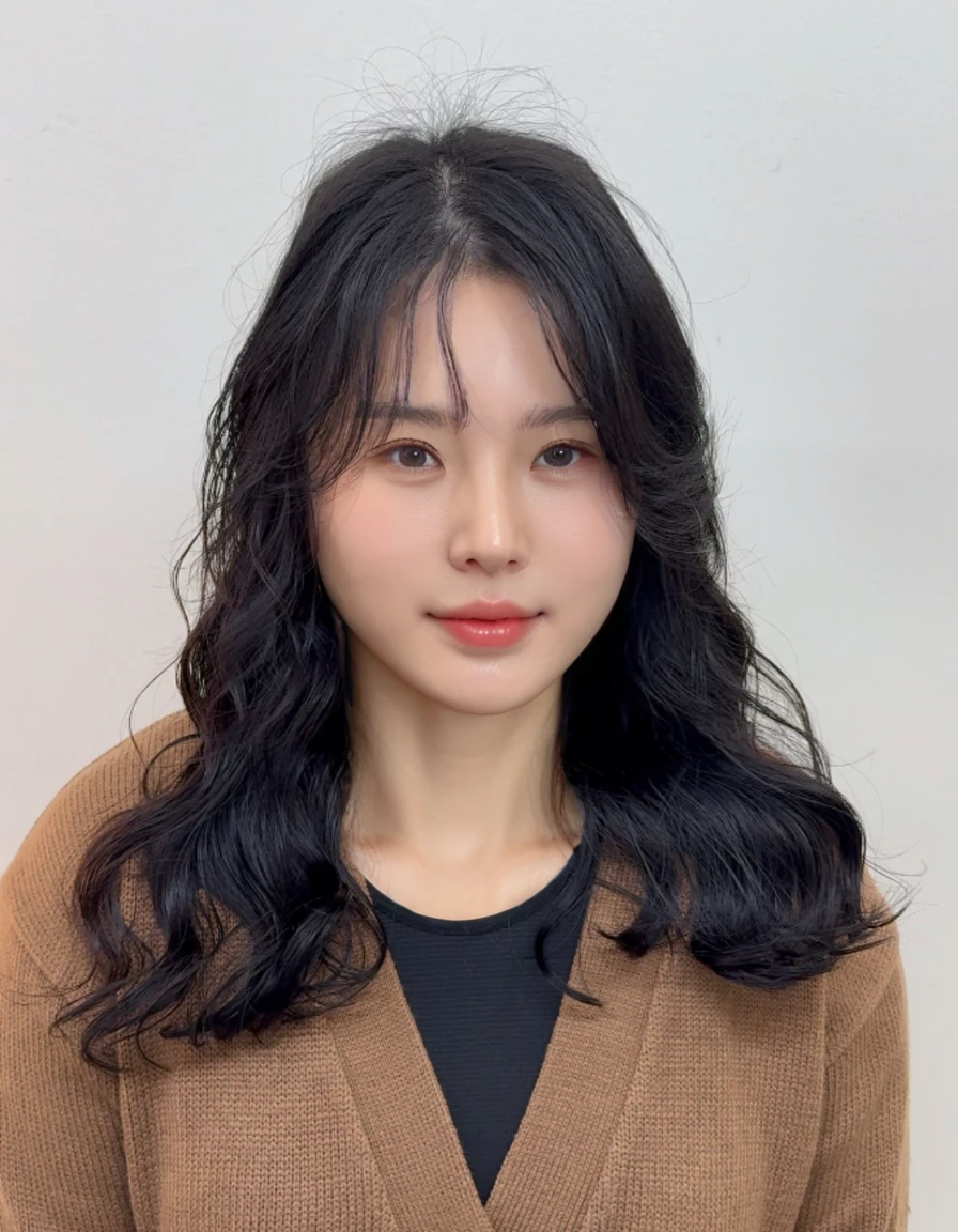 Best Quality, 8k, Masterpiece, (Portrait: 1.3), (photo realistic:1.4), (hyper realistic:1.4), Sharp Focus, looking at viewer, (smoother lighting:1.1), (increase cinematic lighting quality:0.9), realistic lighting, backlighting, light on face, ray trace, (brightening light:1.2), (Increase quality:1.4), sharp detail, (best quality real texture skin:1.4), finely detailed eyes, black_eyes, finely detailed face, 25 year old Korean woman

