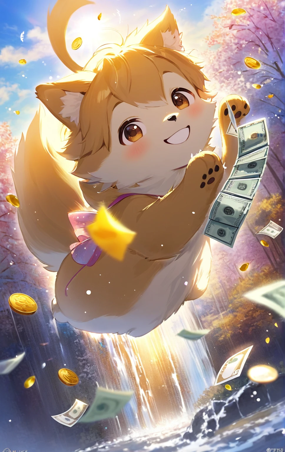 Golden Dog、Lucky、Money falls from the sky、smile