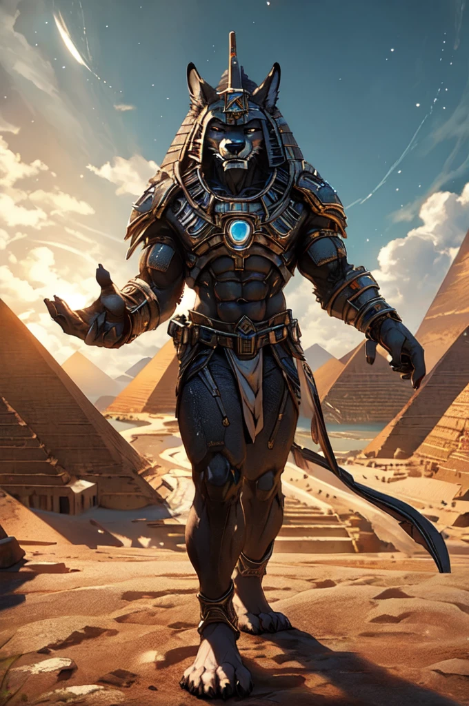 (((Barefoot furry character, full body, cinematic setting, furry male, plantigrade)))

See the earth at the peak of it's glory -
Days that are long gone.
The greatest empire of the ancient times
Behold the light so bright it blinds your eyes!
((Atlantis!))
Ancestor of Mankind
Those who have united
The earth under One Name
See the greatest city stand
In Anabiosis
What has once ruled all the world -
Mighty Poseidonis!
The great ((pyramids)) in place
Shelter us from danger,
We send ships to distant worlds,
Fearing not their anger.

BREAK, ((science-fiction scenery)), ((hitech civilization)), intricate details, highly detailed, extreme detail, octane render, fine art, best quality, highres, (detailed face:1.5), ((full_body)), respecting golden ratio, UHD, (((perfect hands))), low light
