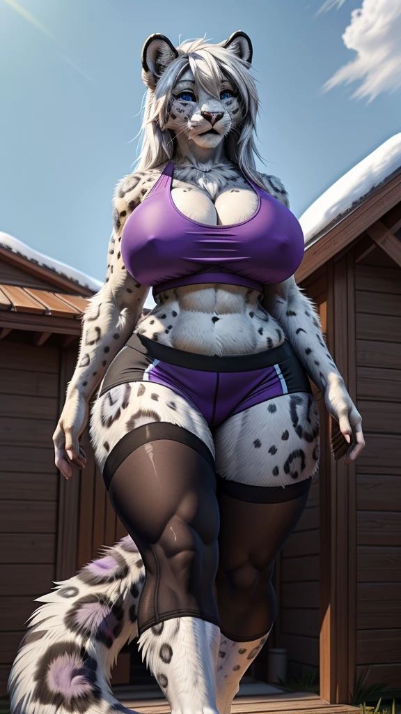 Draft Sketch (sfw)))), uploaded the e621, beautiful and detailed,woman (((female))) ((anthro)) Snow leopard, Ross Tran, by ruan jia, by zaush, by foxovh, lighting cinematic, seductor, Snow leopard big fluffy tail, thighighs, (giant ) foxovh 1girls ai_generated big_ blue_eyes  ai_generated   closed_eyes embarrassed eyelashes female gigantic_ high_resolution highres  giant_ long_hair mature_female  big fluffy tail mother outside of backyard home panda_ai stable_diffusion  thighs  (sports  and yoga shorts) garter belt tights  white_hair , (purple_clothes) ((low angle view))