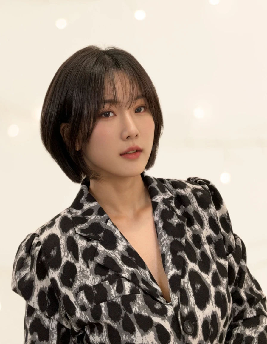 Best Quality, 8k, Masterpiece, (Portrait: 1.3), (photo realistic:1.4), (hyper realistic:1.4), Sharp Focus, looking at viewer, (smoother lighting:1.1), (increase cinematic lighting quality:0.9), realistic lighting, backlighting, light on face, ray trace, (brightening light:1.2), (Increase quality:1.4), sharp detail, (best quality real texture skin:1.4), finely detailed eyes, black_eyes, finely detailed face, 25 year old Korean woman