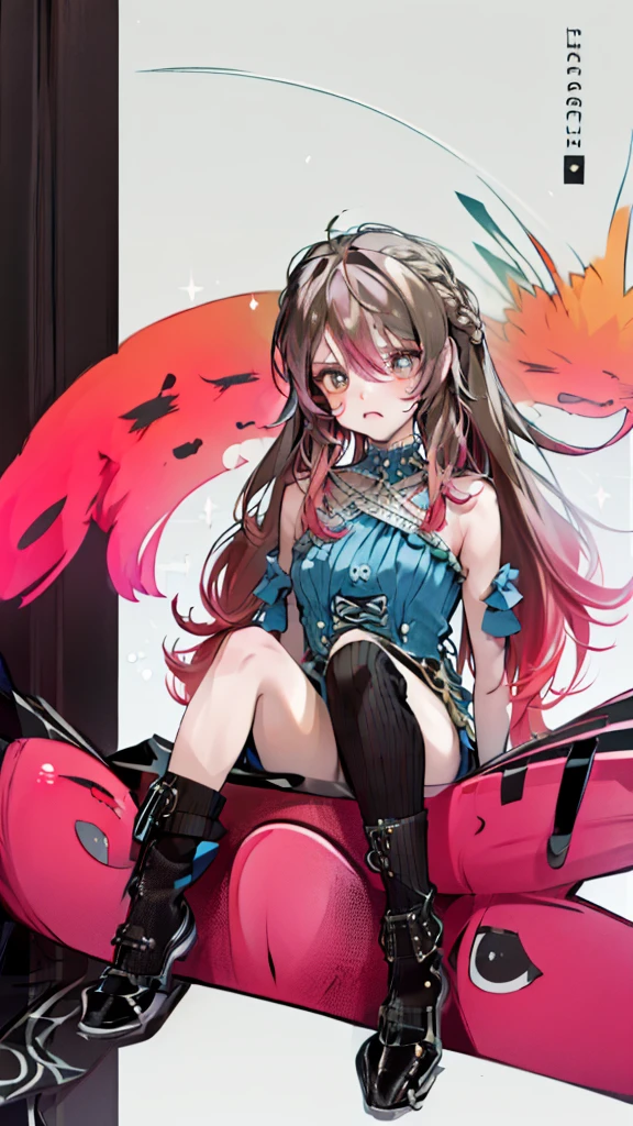 ((highest quality)), (ultra high resolution), (Super detailed), (detailed description), ((best CG)), (best work of art), super precision art, amazing drawing art, (Female:1.5), (beautiful and well-shaped face:1.6), (carefully groomed hair:1.4), A girl sitting in city