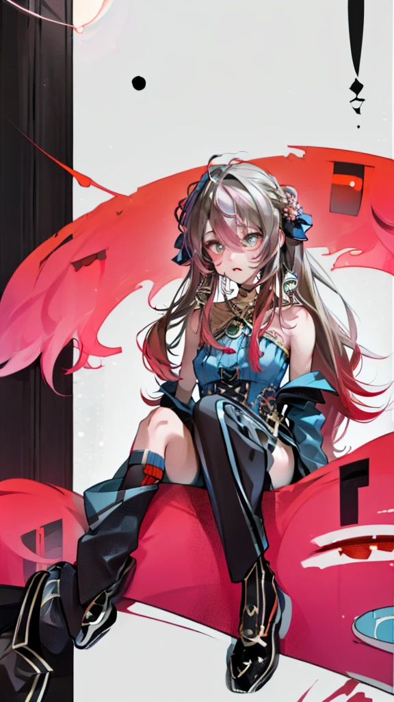 ((highest quality)), (ultra high resolution), (Super detailed), (detailed description), ((best CG)), (best work of art), super precision art, amazing drawing art, (Female:1.5), (beautiful and well-shaped face:1.6), (carefully groomed hair:1.4), A girl sitting in city