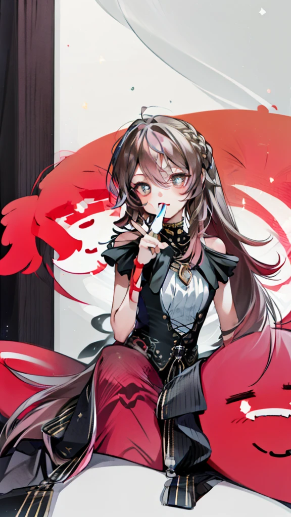 ((highest quality)), (ultra high resolution), (Super detailed), (detailed description), ((best CG)), (best work of art), super precision art, amazing drawing art, (Female:1.5), (beautiful and well-shaped face:1.6), (carefully groomed hair:1.4), A girl sitting in city