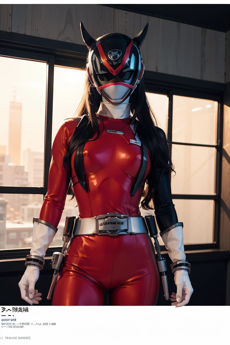 anime girl in red shirt and black tie posing for a picture, by Yang J, extremely detailed artgerm, rin tohsaka, artgerm jsc, artwork in the style of guweiz, beautiful digital artwork, artgerm. high detail, range murata and artgerm, style artgerm, ig model | artgerm, power suit, powerranger, suit, spd, (Power ranger suit), gold detail, masked,