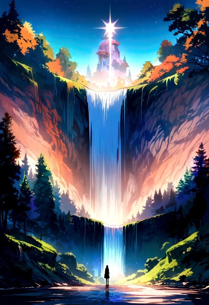 (((oil painting style))), ((top quality)), (masterpiece: 1.5), (8 k CG wallpaper), (forest of endless fantasy, illusion, a white wolf,drinking water from a river, abstract: 1.4),(Masterpiece :1.3),(Fluorescent, complex, surreal, amazing, Incredible, serene, silent),(Top quality),(Ultra-detailed, high-resolution, extremely detailed :1.5), (Exquisite, beautiful, mysterious, complex, surreal :1.4), (Orange, Grey, Blue :1.4), (Sky filled with oil painting stars: 1.4 Stars give off soft, diffuse light: 1.3)),, facing the audience, seen from a distance, an emerald river extending to the horizon behind it,(dreamy, starlight atmosphere: 1.4)), ((1.3), subtle, low-key mood:), (wolves, deer, butterfly, flying in the air: 1.4), (the distance of a huge waterfall) ((1.2) masterpiece:), ((high resolution: 1.5)), (high brightness, high contrast: 1.4), ((1.3) perfect catch light and shadow:), Glitching, glitch