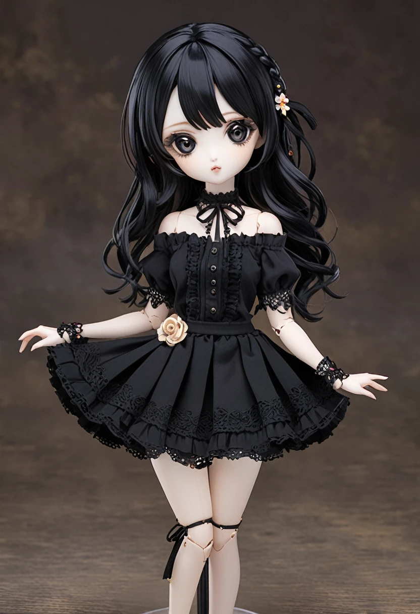 Ball jointed doll、、Off-the-shoulder short-sleeve mini skirt、Dark Eyes、Black Hair、whole body