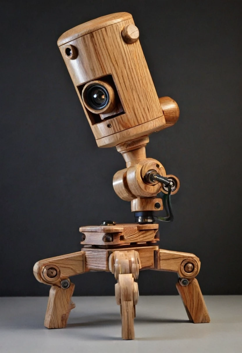 A woodwork robot. made of wood.