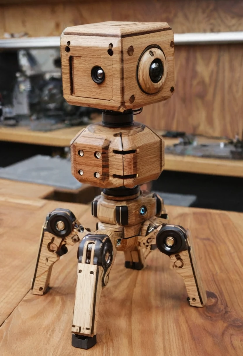 A woodwork robot. made of wood.
