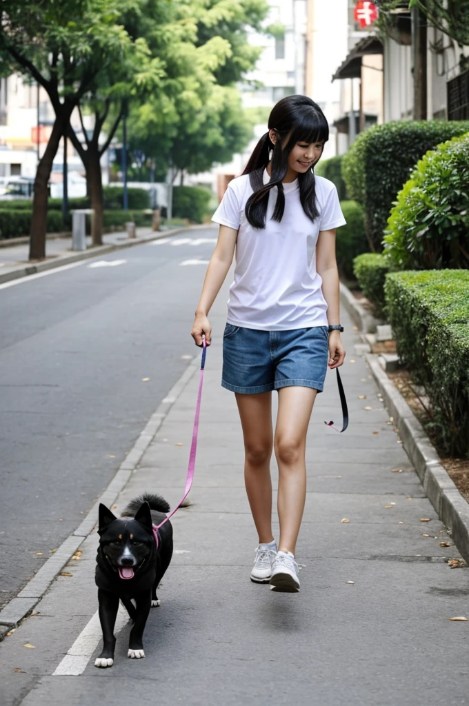 一個殘障嘅女人,Taking a mentally retarded dog for a walk