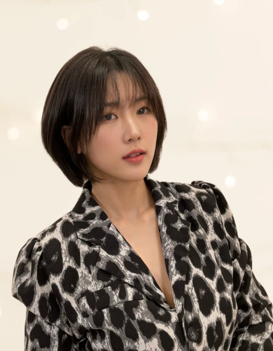 Best Quality, 8k, Masterpiece, (Portrait: 1.3), (photo realistic:1.4), (hyper realistic:1.4), Sharp Focus, looking at viewer, (smoother lighting:1.1), (increase cinematic lighting quality:0.9), realistic lighting, backlighting, light on face, ray trace, (brightening light:1.2), (Increase quality:1.4), sharp detail, (best quality real texture skin:1.4), finely detailed eyes, black_eyes, finely detailed face, 25 year old Korean woman