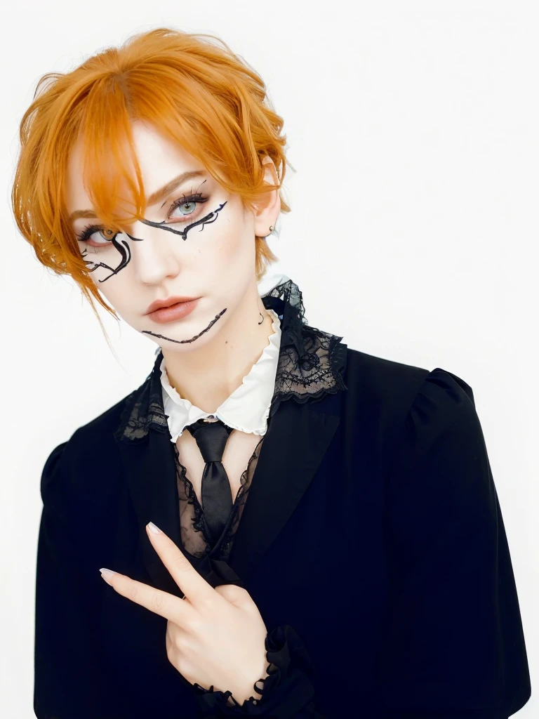 (masterpiece:1.2), (best quality:1.2), perfect eyes, perfect face, perfect lighting, 1boy, mature male gothgal standing with his hands in front, short hair, intricate hairdo, lips, thick eyelashes, sad, melancholy, wearing a gothgal outfit, black and white jass, frills, ribbons, puffy sleeves, bare shoulders, lacey choker, jewelry, peaceful, quiet, chill, detailed outdoor background, beautiful landscape, fantasy, handsome