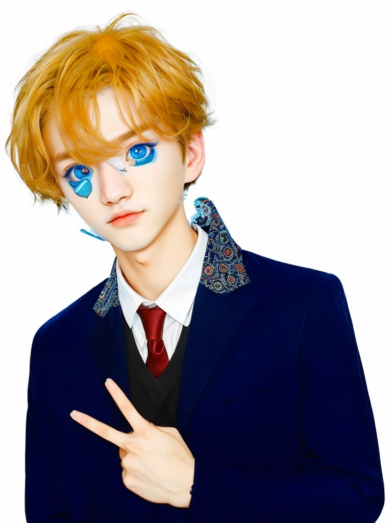 Boy, handsome, perfect blue ocean eyes, with blue dongker jass,