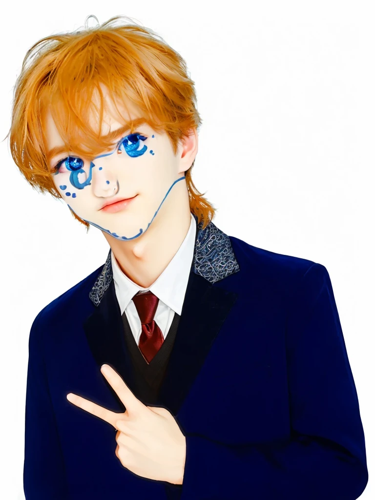 Boy, handsome, perfect blue ocean eyes, with blue dongker jass,