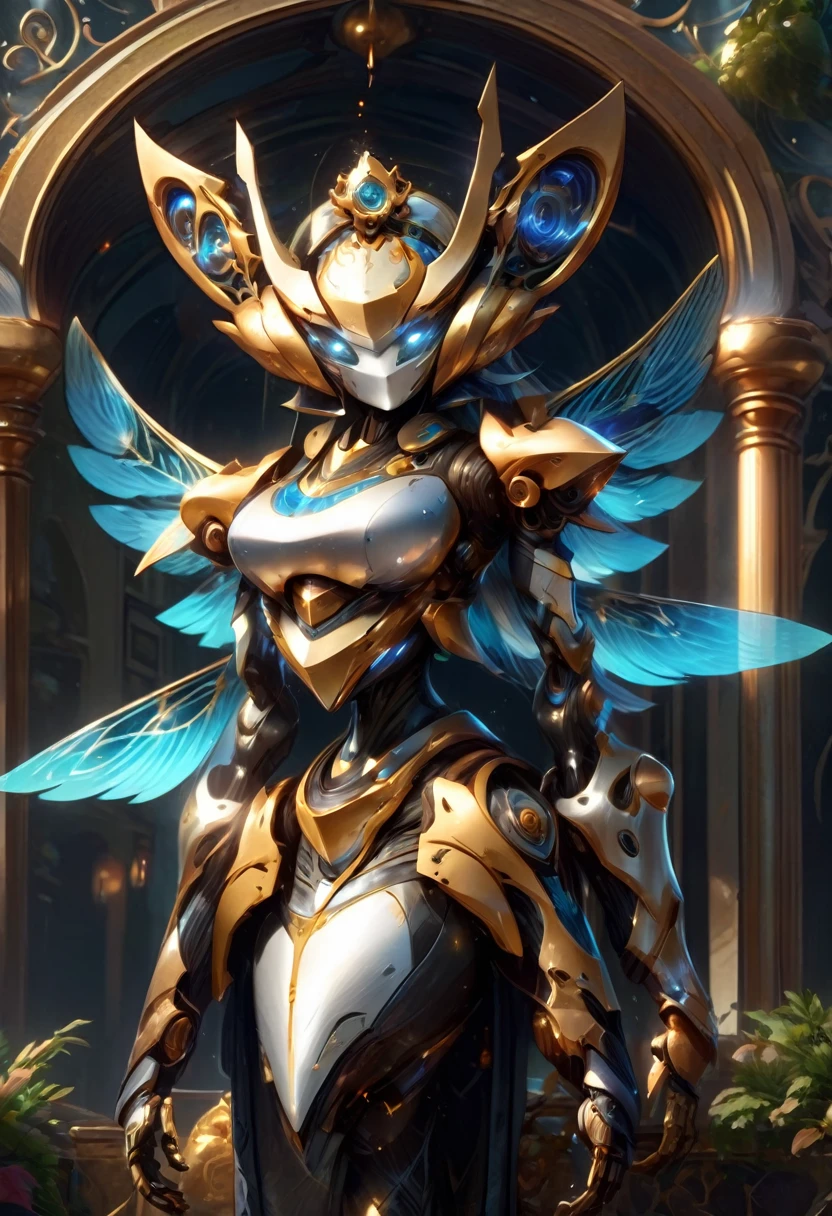 masterpiece, best quality, highly detailed,, solo, twintails, off-shoulder sweater, choker, large glasses, gold locket, jacket, hairband, looking at viewer, smile, blush, Wide Smile, Eyes Detailed & Wide, sexy Pose. Ultra HD, Rococo-Inspired Fantasy Art With Intricate Details. Cute, ooking at viewer Beautiful Eyes, An-Ideal-Figure. symmetrical face, photorealistic, photography, path tracing, specular lighting, volumetric face light, path traced hairmaximum quality{(masutepiece) (8K High Resolution) (top-quality) In the style of breath of the wild.medieval monastery garden,steampunk robot monk,beautiful ornate architecture,steampunk machinery and gears,exquisite stained glass windows,enchanted flower garden,ancient stone walkway with intricate carvings,glowing candles and dimly lit atmosphere,steam and smoke billowing from the machinery,mystical atmosphere,peaceful and serene setting,mechanical wings attached to the robot monk's back,robot monk with intricate clockwork mechanisms,electromechanical eyes glowing with energy,warm golden color palette,gentle sunlight streaming through the stained glass windows,whispering sound of wind and rustling leaves,the scent of aged books and incense,notes of ancient Gregorian chants echoing in the air,sense of awe and tranquility,combination of futuristic and medieval elements,harmony of technology and spirituality.
