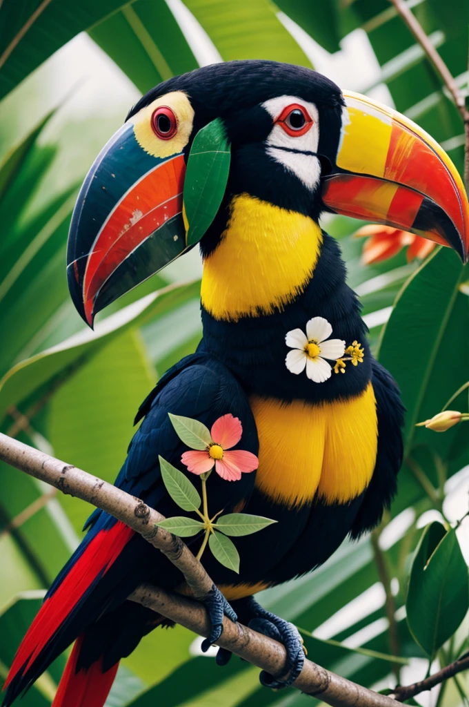 Toucan with flowers
