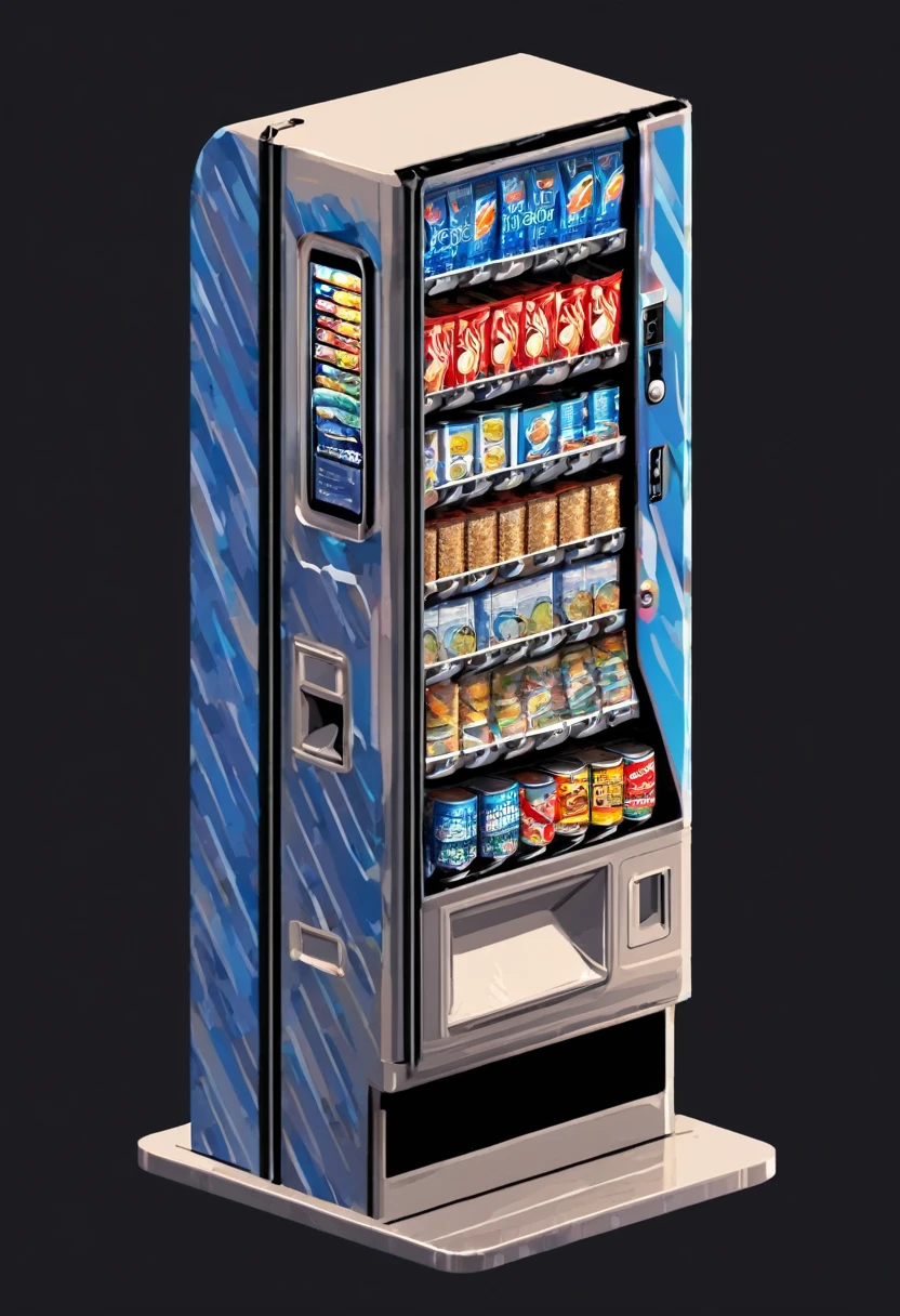 Tinned fish vending machine, fl4tstyle3, isometric, 2 colour