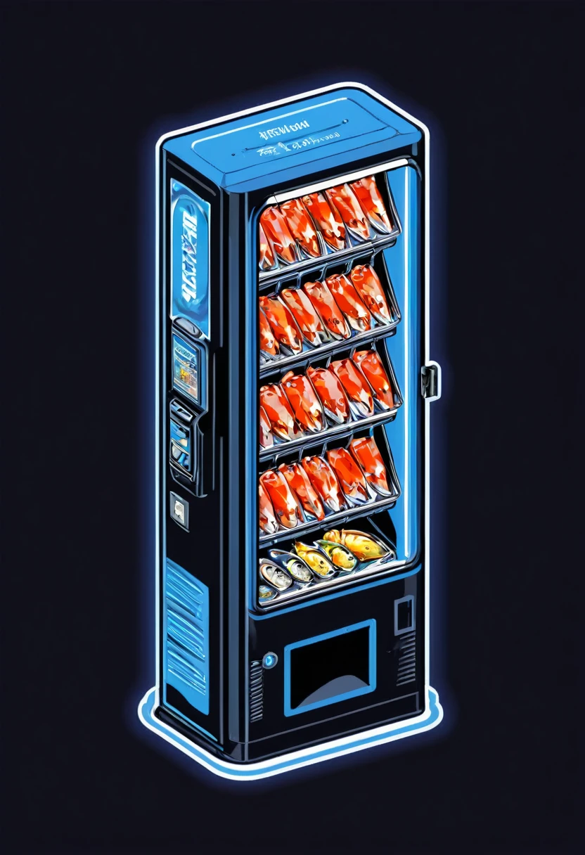Tinned fish vending machine, fl4tstyle3, isometric, 2 colour