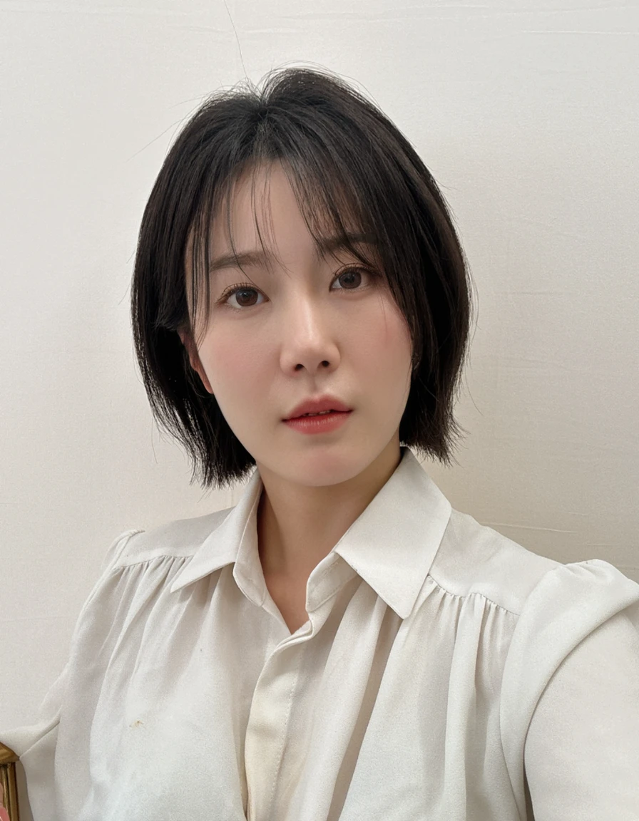 Best Quality, 8k, Masterpiece, (Portrait: 1.3), (photo realistic:1.4), (hyper realistic:1.4), Sharp Focus, looking at viewer, (smoother lighting:1.1), (increase cinematic lighting quality:0.9), realistic lighting, backlighting, light on face, ray trace, (brightening light:1.2), (Increase quality:1.4), sharp detail, (best quality real texture skin:1.4), finely detailed eyes, black_eyes, finely detailed face, 25 year old Korean woman