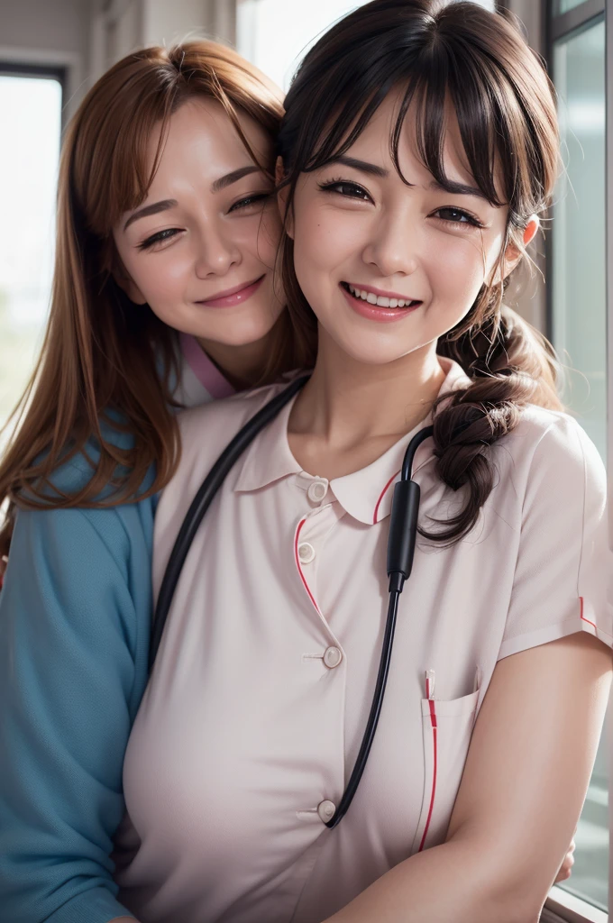 Create a nurse with the emotion joy of the film amusingly