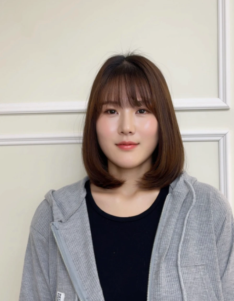 Best Quality, 8k, Masterpiece, (Portrait: 1.3), (photo realistic:1.4), (hyper realistic:1.4), Sharp Focus, looking at viewer, (smoother lighting:1.1), (increase cinematic lighting quality:0.9), realistic lighting, backlighting, light on face, ray trace, (brightening light:1.2), (Increase quality:1.4), sharp detail, (best quality real texture skin:1.4), finely detailed eyes, black_eyes, finely detailed face, 25 year old Korean woman

