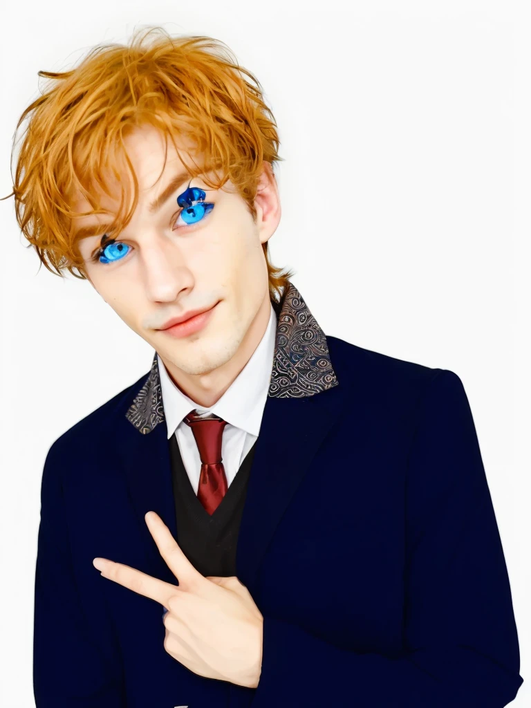 Make him realistis, with hansome face, smirk lips, blue eyes, perfect body