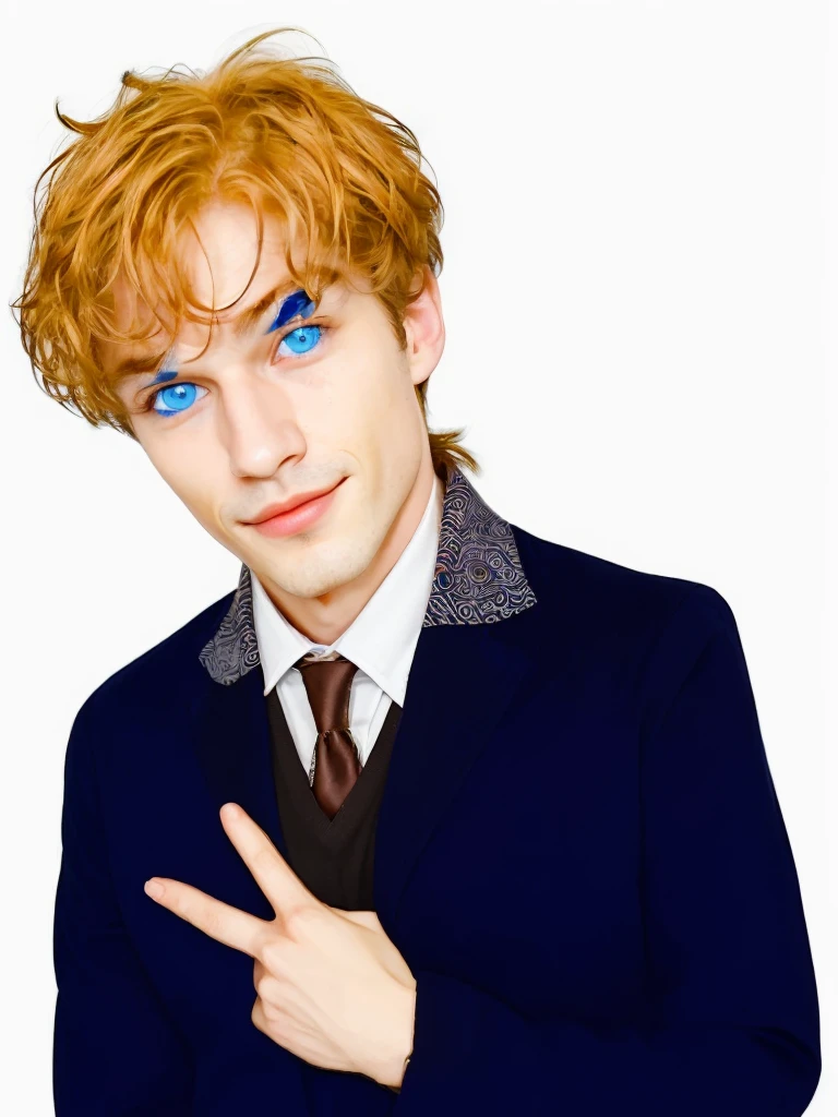 Make him realistis, with hansome face, smirk lips, blue eyes, perfect body