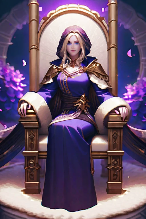 ((Лучшее качество)), ((шедевр)), (подробный), Tyrande of World of Warcraft sits on the throne