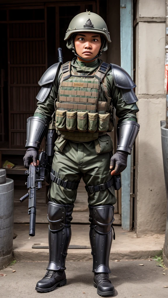 Indonesian national army fully armed with 4k full body armor