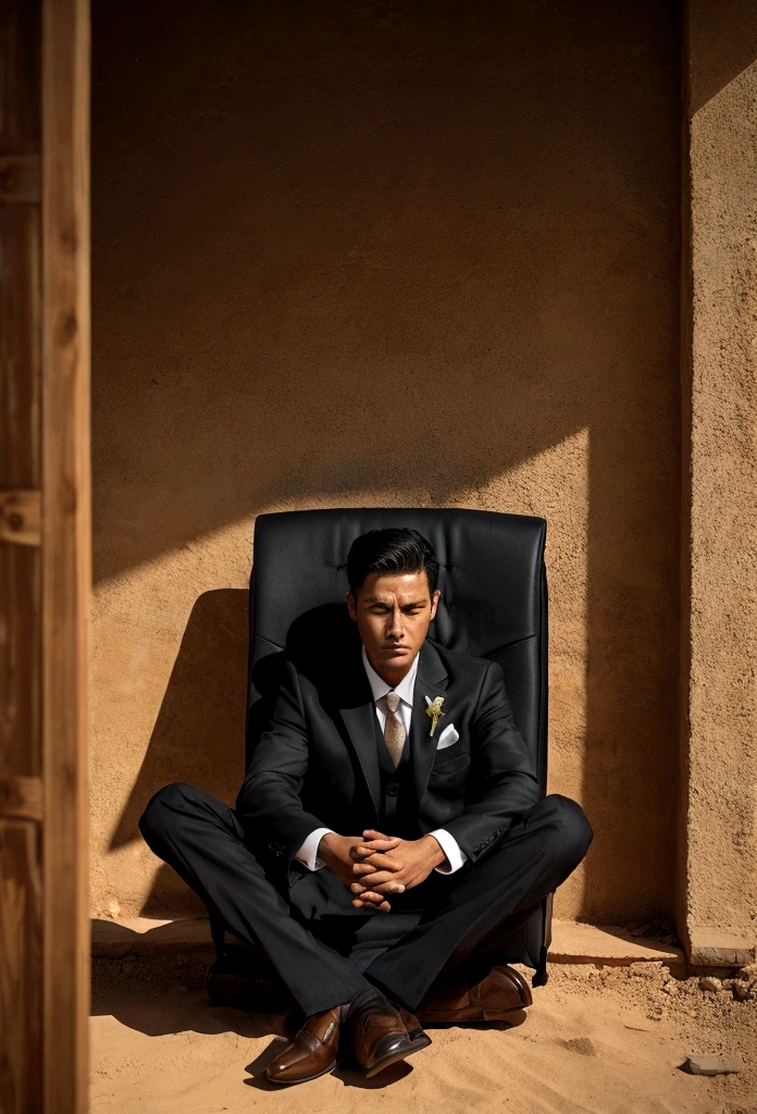 Picture a man in a suit sitting there in surprise