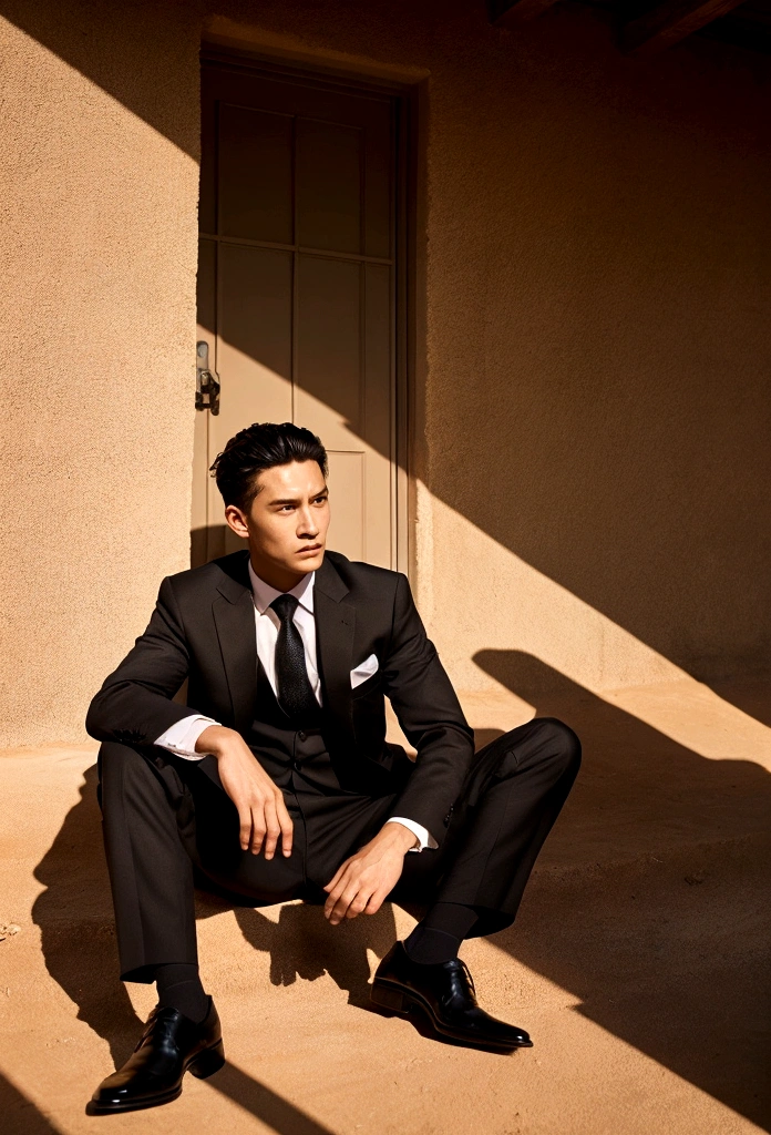 Picture a man in a suit sitting there in surprise