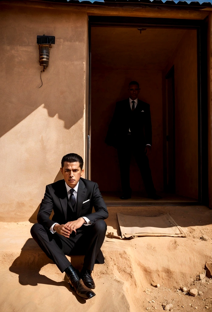 Picture a man in a suit sitting there in surprise