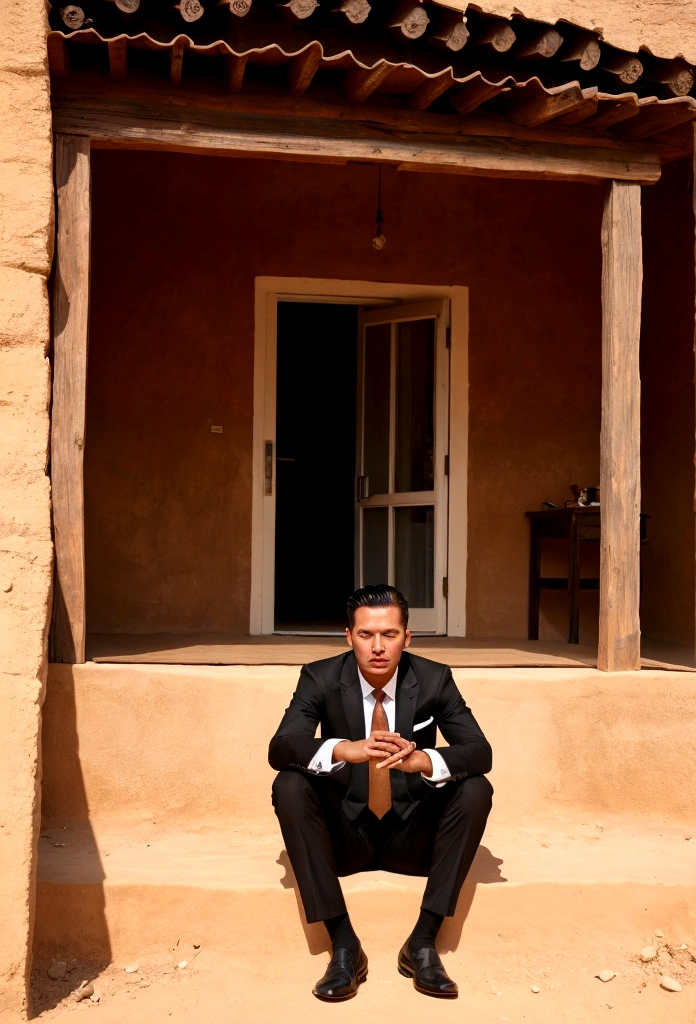 Picture a man in a suit sitting there in surprise