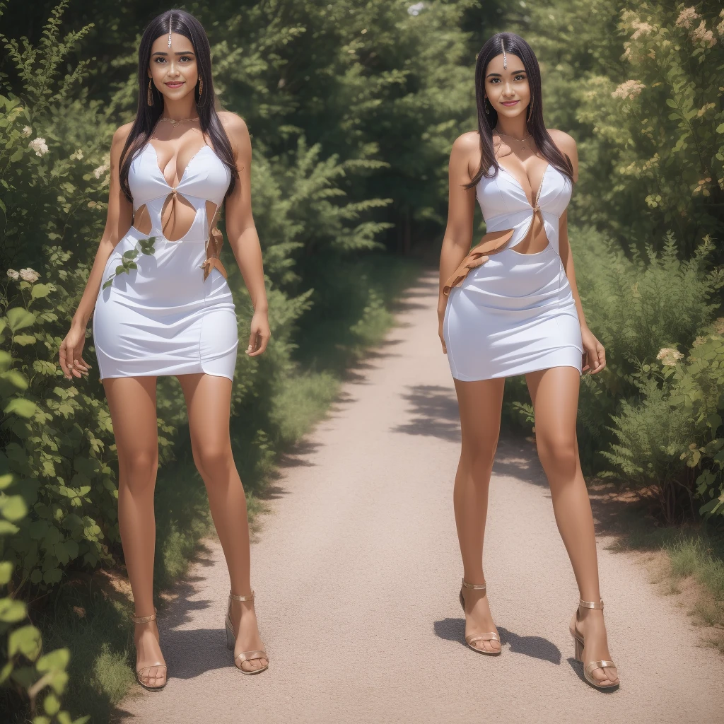 Woman standing, walking, best possible quality, full body photo, usando vestido ou saia realisitic, 4k quality, realisitic, as much detail as possible