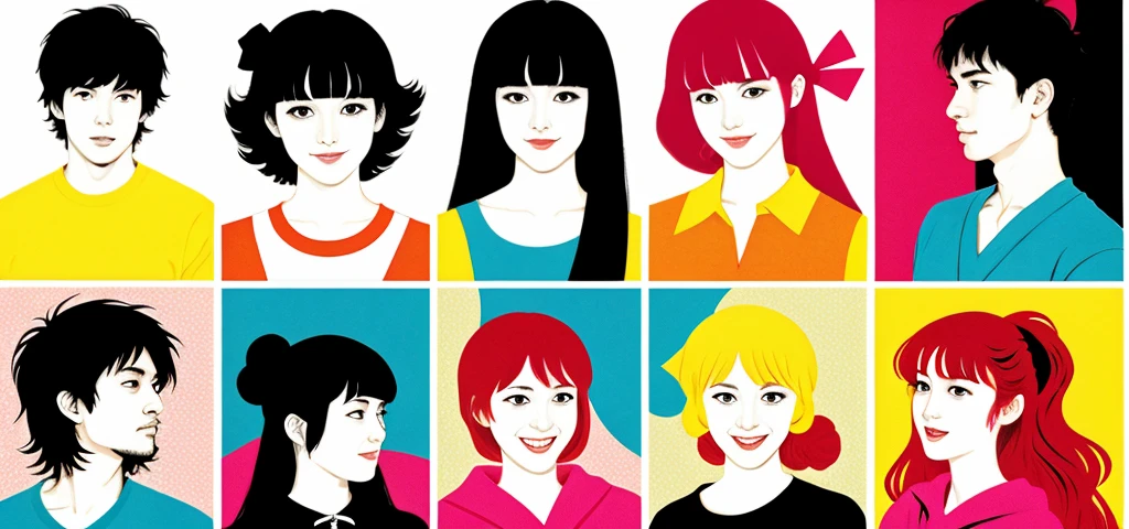 manga style collage colorful emotion