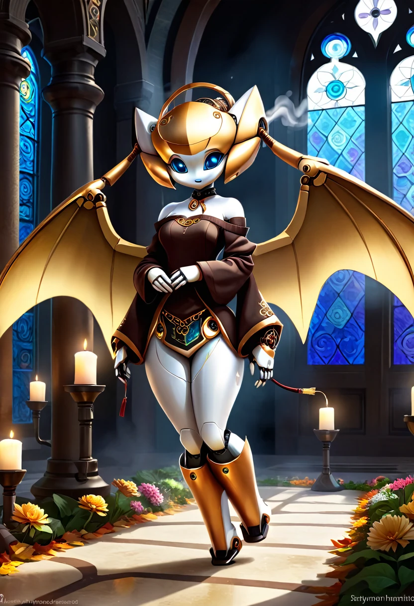 masterpiece, best quality, highly detailed,, solo, twintails, off-shoulder sweater, choker, . Ultra HD, Rococo-Inspired Fantasy Art With Intricate Details. Cute, ooking at viewer Beautiful Eyes, An-Ideal-Figure. symmetrical face, photorealistic, photography, path tracing, specular lighting, volumetric face light, path traced hairmaximum quality{(masutepiece) (8K High Resolution) (top-quality) In the style of breath of the wild. steampunk robot monk,beautiful ornate architecture,steampunk machinery and gears,exquisite stained glass windows,enchanted flower garden,ancient stone walkway with intricate carvings,glowing candles and dimly lit atmosphere,steam and smoke billowing from the machinery,mystical atmosphere,peaceful and serene setting,mechanical wings attached to the robot monk's back,robot monk with intricate clockwork mechanisms,electromechanical eyes glowing with energy,warm golden color palette,gentle sunlight streaming through the stained glass windows,whispering sound of wind and rustling leaves,the scent of aged books and incense,notes of ancient Gregorian chants echoing in the air,sense of awe and tranquility,combination of futuristic and medieval elements,harmony of technology and spirituality.