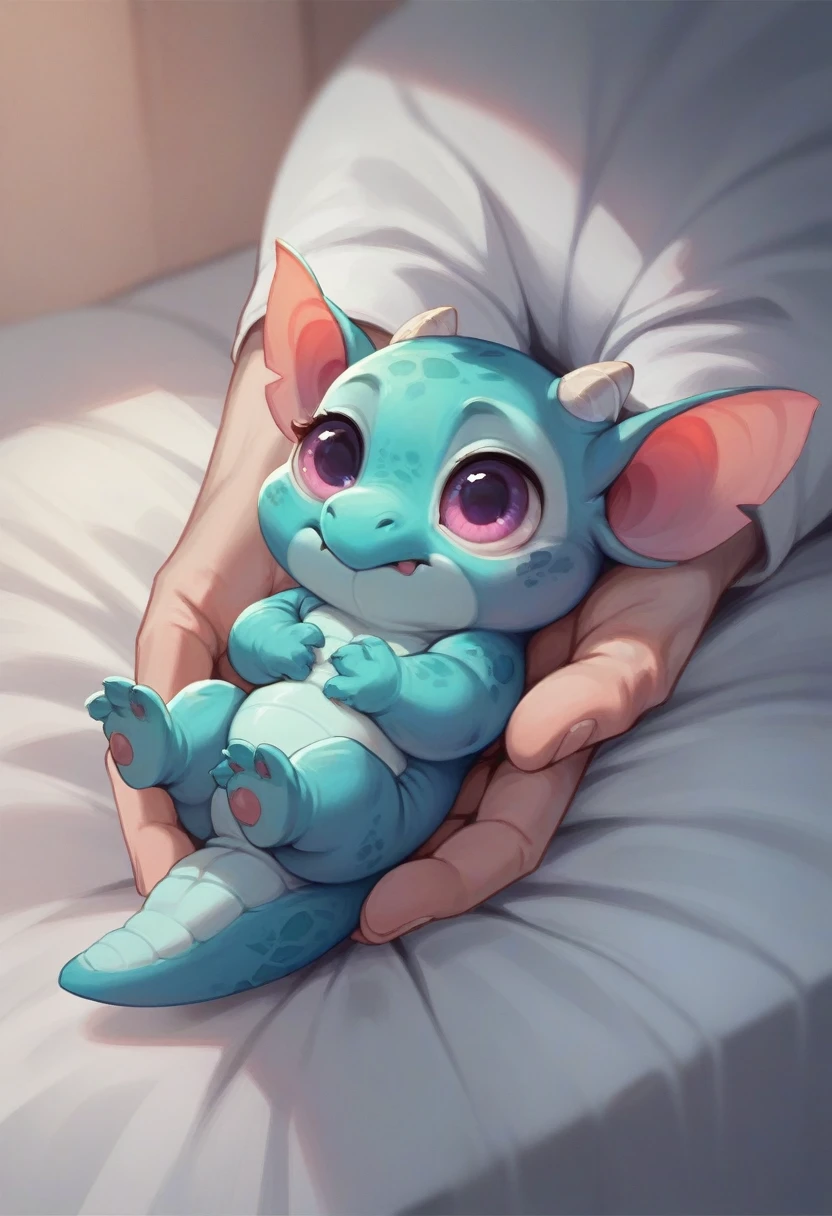 A realistic dragon baby with blue 4k