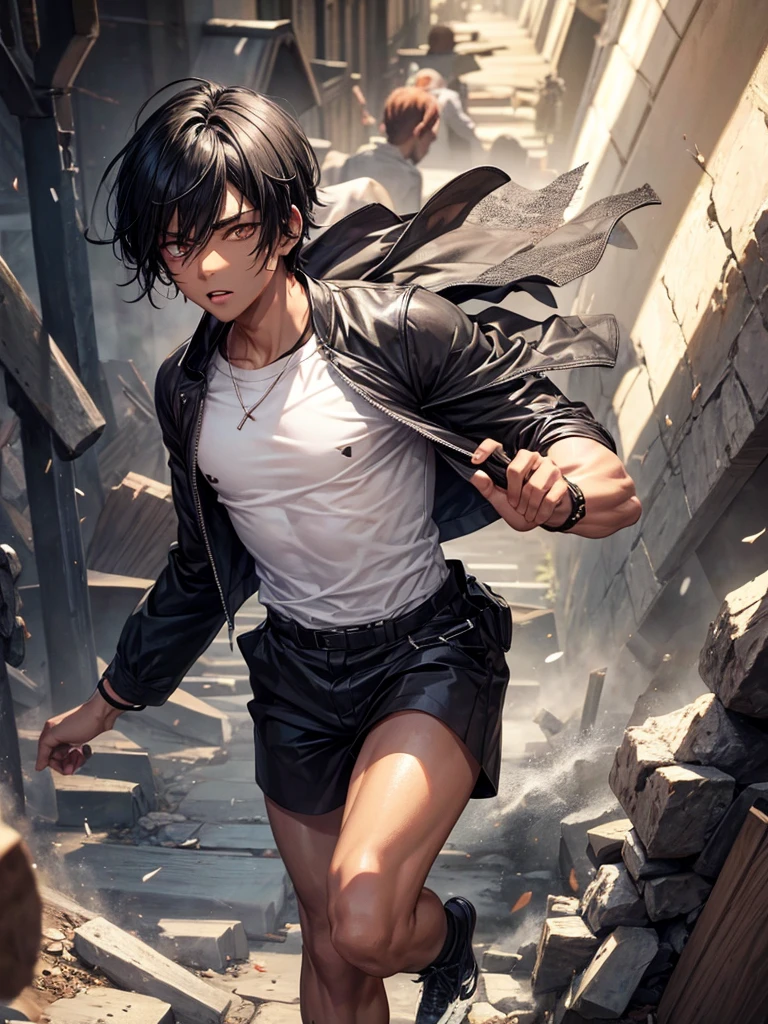 A black hair boy run because Jesus zombie
