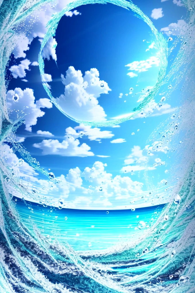 blue dream, scenery, sky, cloud, blue sky, ocean, no humans, bubble