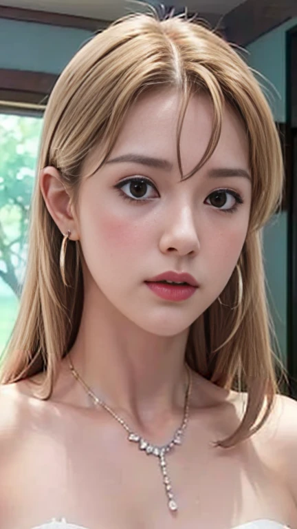 fashion modell、[[[[a closeup]]]]、[[[[breastsout]]]]、[[[[coll]]]]、[[[[Shoulder]]]]、perfect  eyes、Perfect iris、Perfect lips、perfect teeth、flawless skin、Soft front light、Glow、nffsw、(Subdued Color:1.2)、Babyface Woman、poneyTail、Twin-tailed、a blond