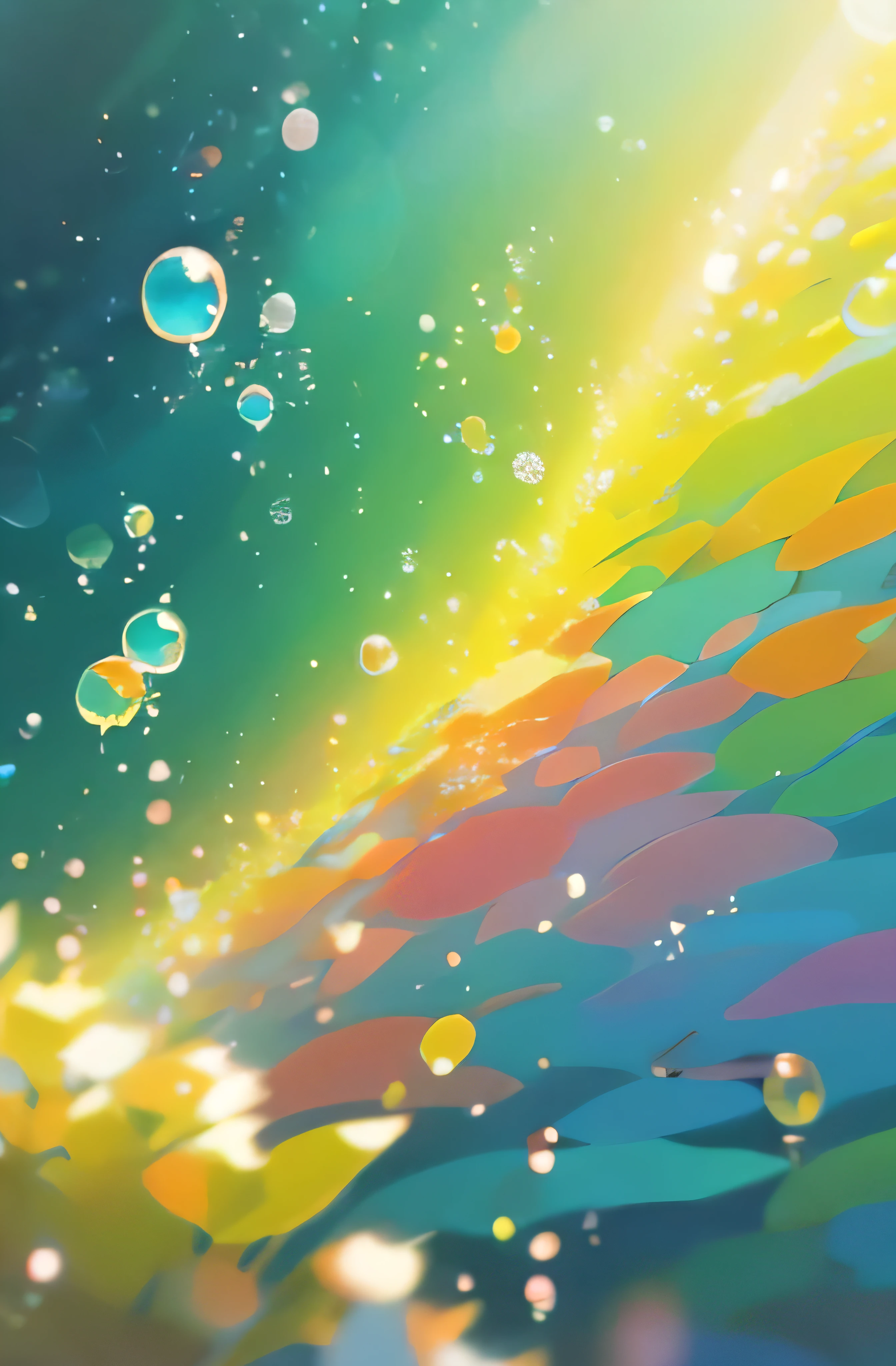 bubbly scenery, colorful anime movie background, floating bubbles, escaping air bubbles, anime background art, dreamy psychedelic anime, beautiful anime scene, beautiful anime scenery, anime background, bubbly underwater scenery, bubbles in the air