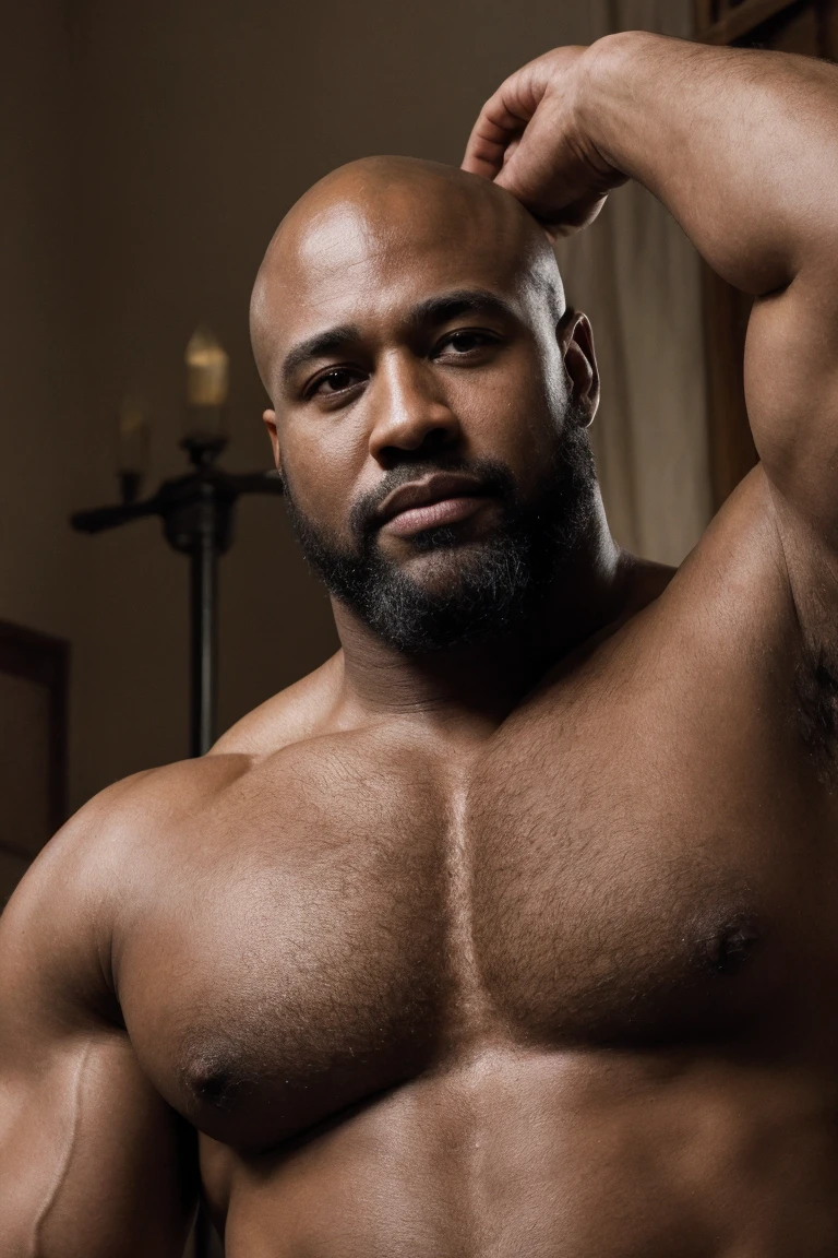 8K HDR Hyperrealistic Very Detailed Highest Realistic Quality very Realistic 8KUHD very detailed highly photorealistic very realistic highly detailed closeup portrait photo of a Realistic Bald Black African American Rugged Bald Daddy Hairy Bearded Bear Burly Muscle Bear Chubby Thick Muscle Beefy Buff Bodybuilder Muscle Bear Bald Black African American man wearing armor in Game of Thrones, Very Realistic Game of Thrones Photoshoot, 46 years old, very short thick chubby neck, 8K resolution very realistic detailed neck lines, 8K resolution very realistic neck, 8K resolution very realistic detailed neck, 8K resolution very realistic face, 8K resolution very realistic face details, 8k uhd, very high quality, hyper realistic, realistic attention to detail, 8K resolution very Realistic Arms details, 8K resolution very realistic arms, 8K resolution very Realistic Hands details, 8K resolution very realistic hands, 8K resolution very Realistic Fingers details, 8K resolution very realistic finger, 8K resolution very realistic lips details, 8K resolution very realistic lips, and 8K resolution very realistic mouth details, 8K resolution very Realistic Body details, 8K resolution very realistic bellybutton, 8K resolution very realistic pupils, 8K resolution very realistic eyes, 8K resolution very realistic detailed eyes, 8K resolution very realistic body, 8K resolution very realistic pecs, 8K resolution very real realistic belly, 8K resolution very realistic chest, 8K resolution very realistic African American Beard, 8K resolution very realistic African American Body hair, 8K resolution very realistic skin details, 8K resolution Very Realitic Men's Clothes Details, 8K Resolution Very Realistic Men's Clothes, High Quality Detailed Photoshoot, packed with hidden details, realistic very defined details, Best Realistic Quality, No Merged Arms, ( Ultra Detailed ) 8K very realistic excellent natural good lighting, award - winning photograph, 8K very realistic surrounding lighting, HDR