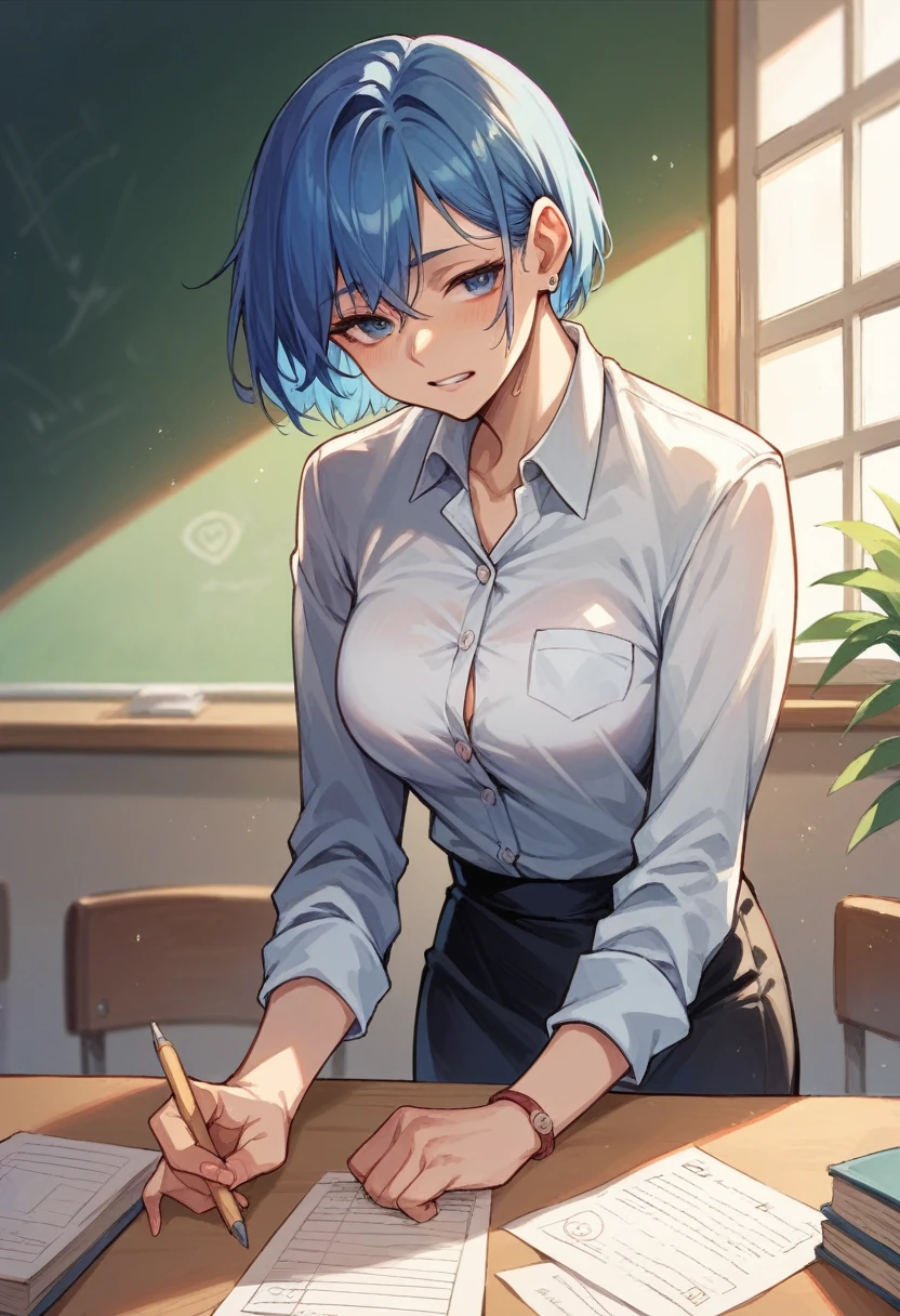 Blue hair teacher